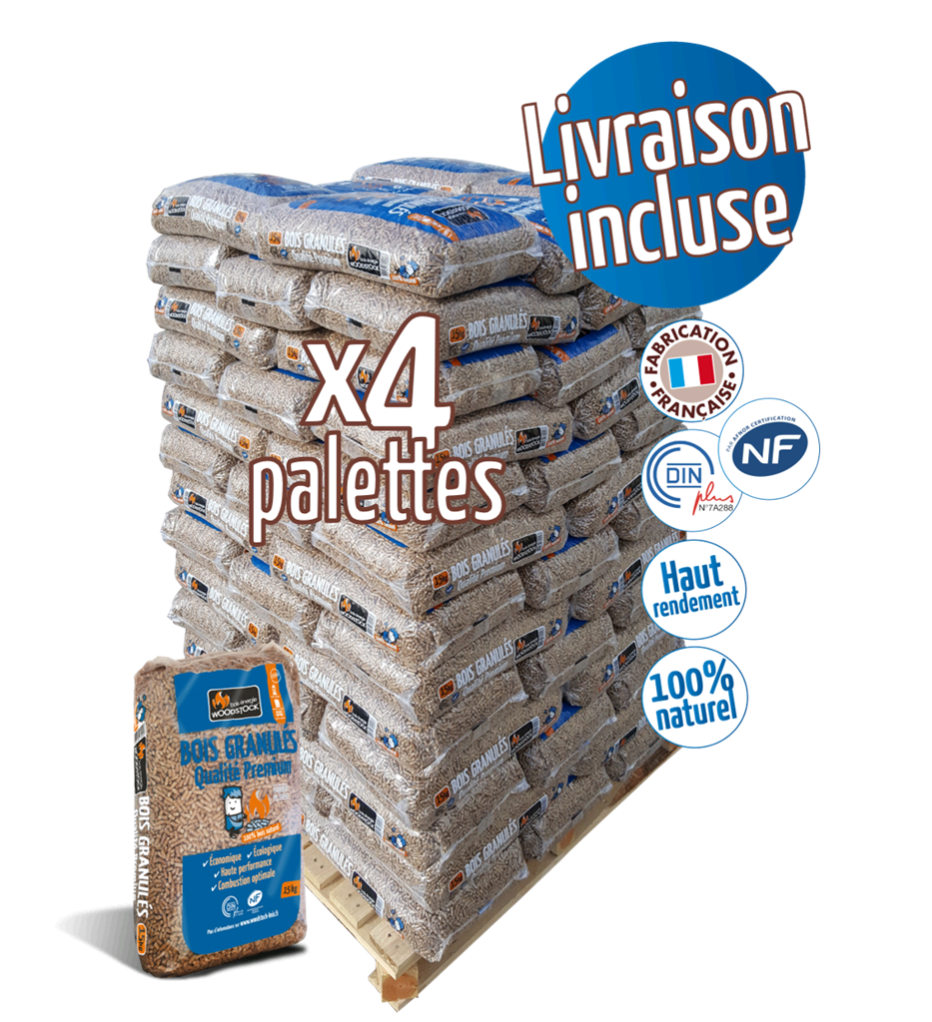 PALETTE DE GRANULÉS WOODSTOCK X 4 (264 SACS) DE 15 KG