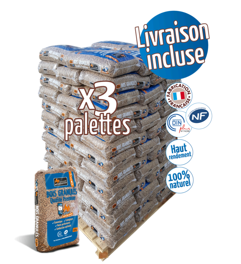 PALETTE DE GRANULÉS WOODSTOCK X 3 (198 SACS) DE 15 KG
