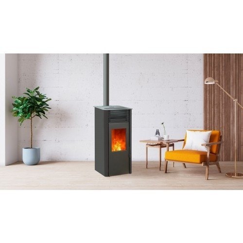 POÊLE À GRANULÉS ETANCHE EMAFLAM REVA 9 KW NOIR + BOITIER WIFI OFFERT – Image 3